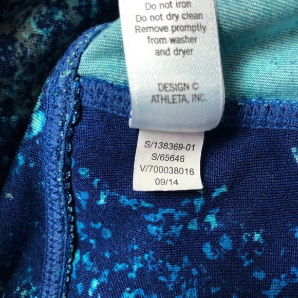 Athleta Blue Splatter Be Free Knicker Cropped Stretch Athletic Legging - Picture 8 of 13